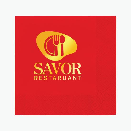 Foil Stamped Colored Beverage Napkin - 2 Ply