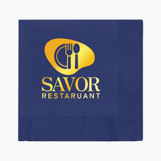 Foil Stamped Colored Beverage Napkin - 2 Ply