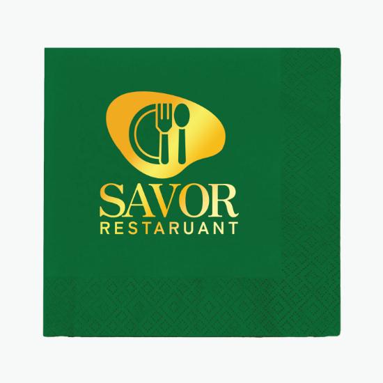 Foil Stamped Colored Beverage Napkin - 2 Ply