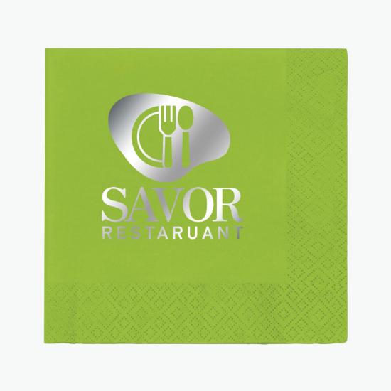 Foil Stamped Colored Beverage Napkin - 2 Ply