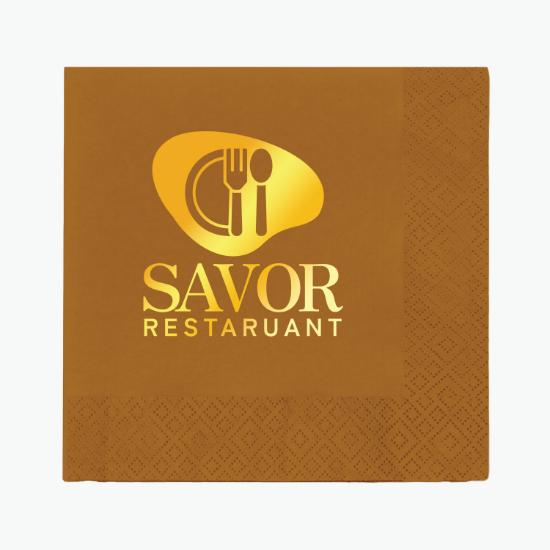 Foil Stamped Colored Beverage Napkin - 2 Ply