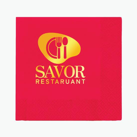 Foil Stamped Colored Beverage Napkin - 2 Ply