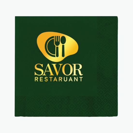 Foil Stamped Colored Beverage Napkin - 2 Ply