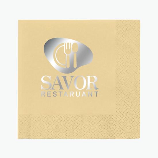 Foil Stamped Colored Beverage Napkin - 2 Ply