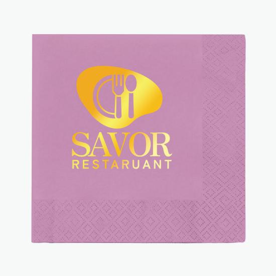 Foil Stamped Colored Beverage Napkin - 2 Ply