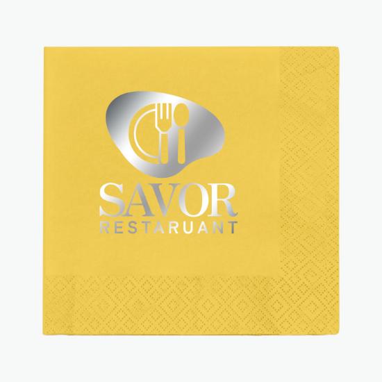 Foil Stamped Colored Beverage Napkin - 2 Ply