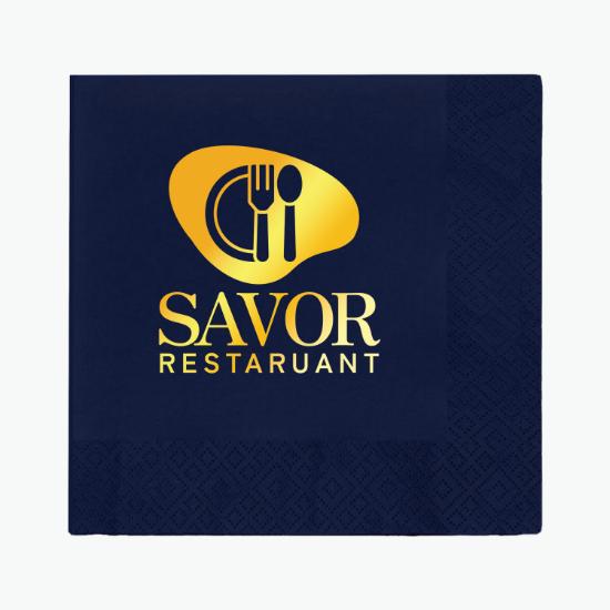 Foil Stamped Colored Beverage Napkin - 2 Ply