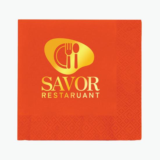 Foil Stamped Colored Beverage Napkin - 2 Ply