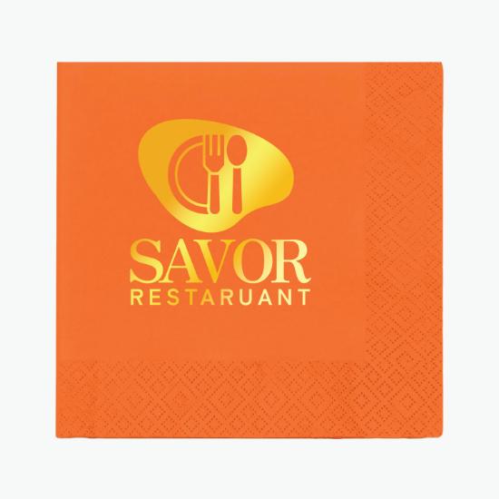 Foil Stamped Colored Beverage Napkin - 2 Ply