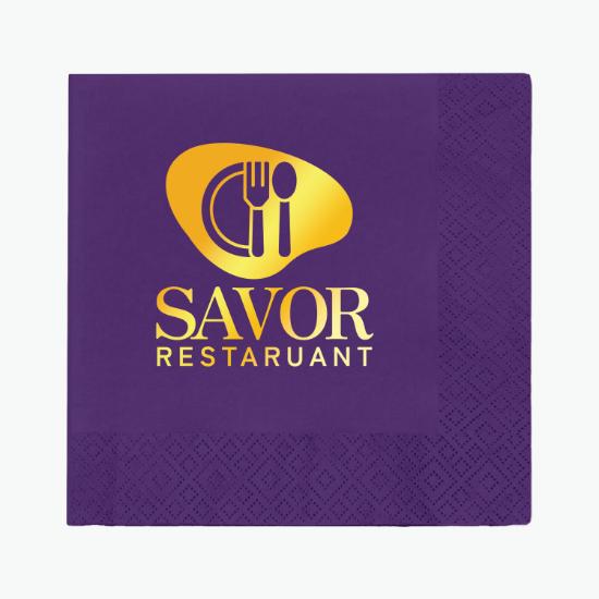 Foil Stamped Colored Beverage Napkin - 2 Ply