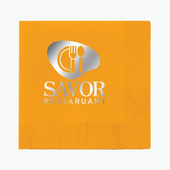 Foil Stamped Colored Beverage Napkin - 2 Ply