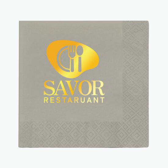 Foil Stamped Colored Beverage Napkin - 2 Ply
