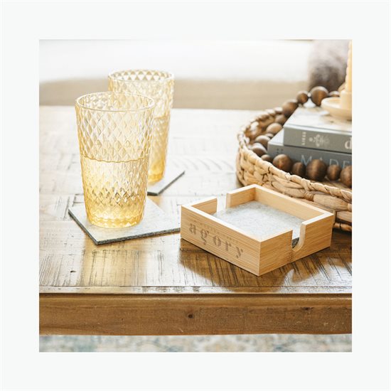 Bamboo and Recycled Felt Coaster Set
