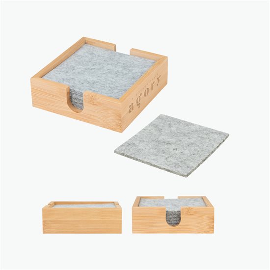 Bamboo and Recycled Felt Coaster Set