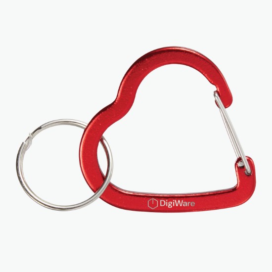 Heart Shape Carabiner Recycled Keychain - Engraved - 24-Hour Production
