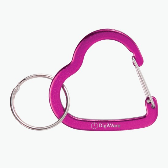 Heart Shape Carabiner Recycled Keychain - Engraved