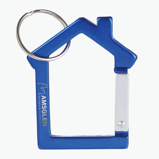 House Shape Carabiner Recycled Keychain - Engraved - 24-Hour Production