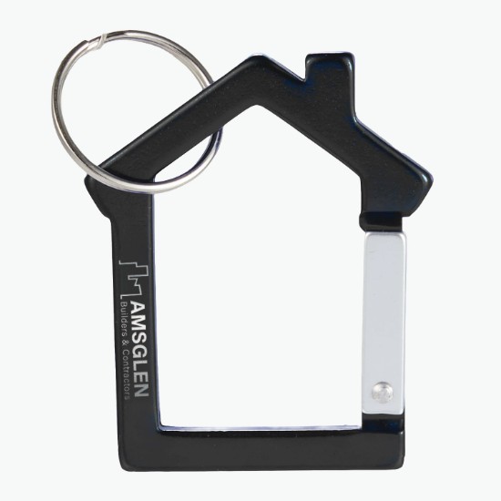 House Shape Carabiner Recycled Keychain - Engraved