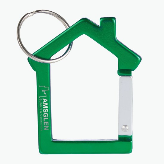 House Shape Carabiner Recycled Keychain - Engraved