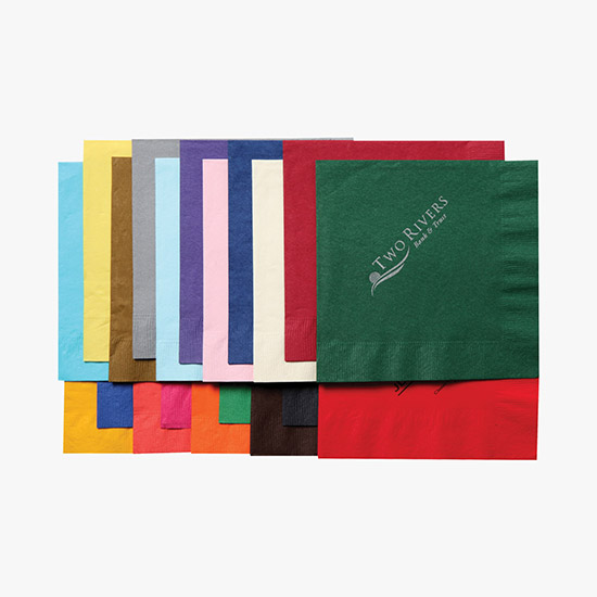 Foil Stamped Colored Beverage Napkin - 2 Ply