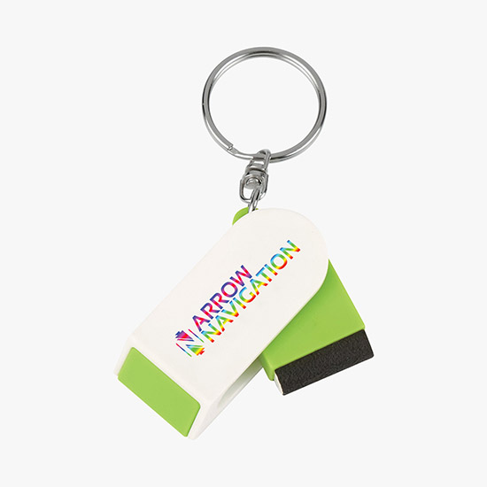 Full Color Phone Stand and Screen Cleaner Combo Keychain