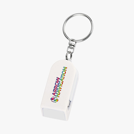 Full Color Phone Stand and Screen Cleaner Combo Keychain