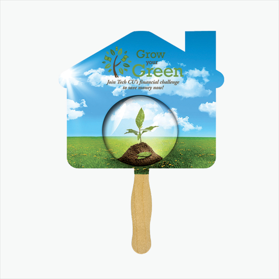 Glued Fan with Wooden Handle - Full Color