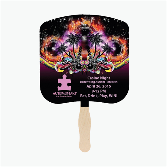 Glued Fan with Wooden Handle - Full Color
