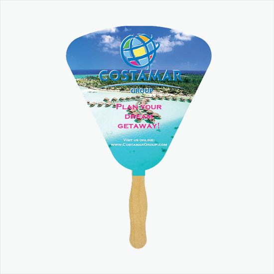Glued Fan with Wooden Handle - Full Color