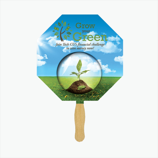 Glued Fan with Wooden Handle - Full Color