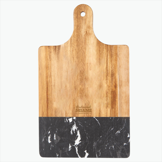 Black Marble and Wood Cutting Board