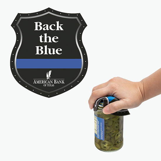 Full Color Rubber Back Jar Opener - Police Shield
