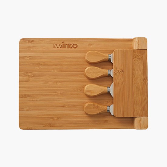 5-Piece Magnetic Bamboo Cheese Board Set