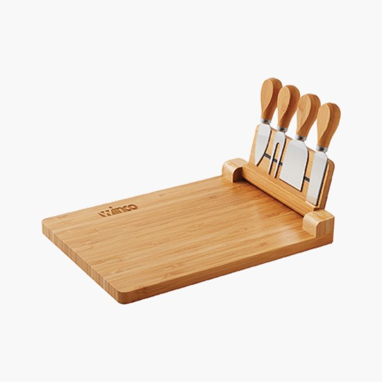 5-Piece Magnetic Bamboo Cheese Board Set