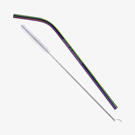 Bent Stainless Steel Colored Straw Set - 4 Straws - Clearance