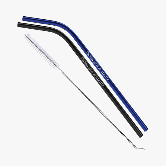 Bent Stainless Steel Colored Straw Set - 2 Straws - Clearance