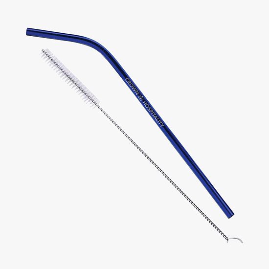 Bent Stainless Steel Colored Straw Set - 2 Straws - Clearance