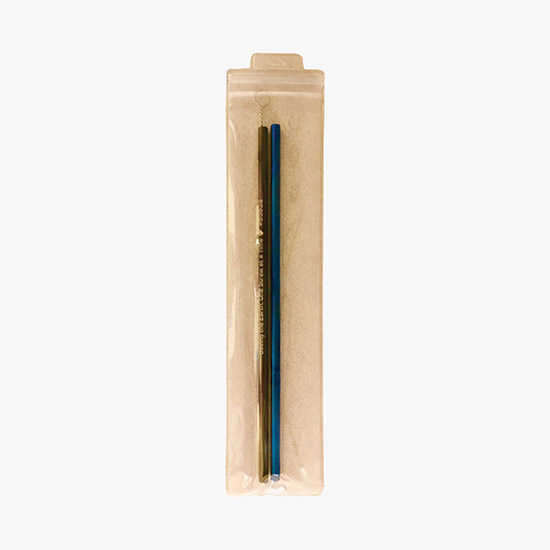 Straight Stainless Steel Colored Straw Set - 2 Straws - Clearance
