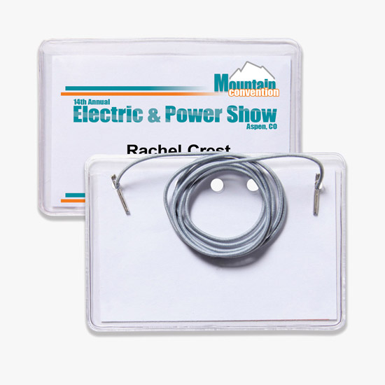 2 1/4 x 3 1/2 Top-Loading Deluxe Vinyl Badge Holders - Neck Cord Attachment