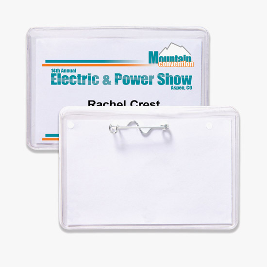 2 1/4 x 3 1/2 Top-Loading Deluxe Vinyl Badge Holders - Pin Attachment