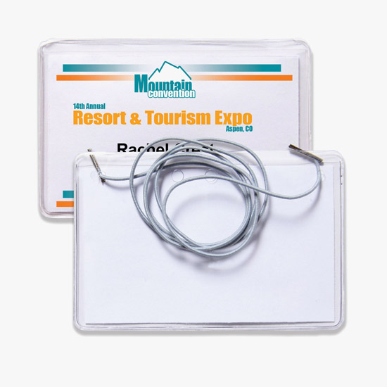 2 1/2 x 4 Top-Loading Deluxe Vinyl Badge Holders - Neck Cord Attachment