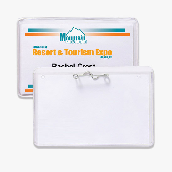 2 1/2 x 4 Top-Loading Deluxe Vinyl Badge Holders - Pin Attachment