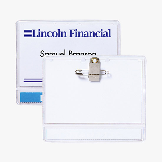 2 1/2 x 4 Deluxe Slip-In Title Badge Holders - Pin/Clip Attachment