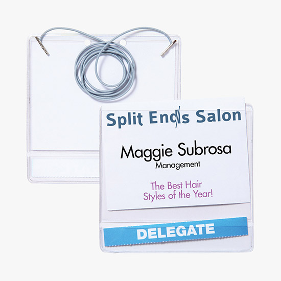 3 x 4 Deluxe Slip-In Title Badge Holders - Neck Cord Attachment