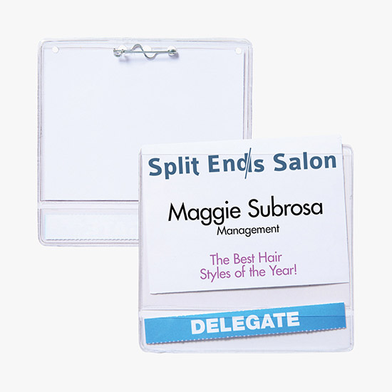 3 x 4 Deluxe Slip-In Title Badge Holders - Pin Attachment