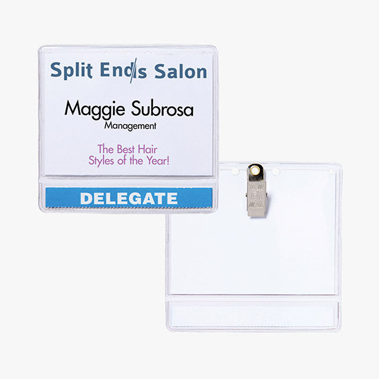 3 x 4 Deluxe Slip-In Title Badge Holders - Pin Attachment