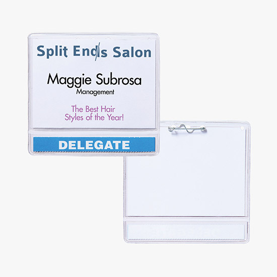 3 x 4 Deluxe Slip-In Title Badge Holders - Pin Attachment