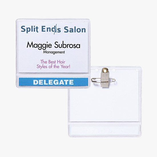 3 x 4 Deluxe Slip-In Title Badge Holders - Pin Attachment