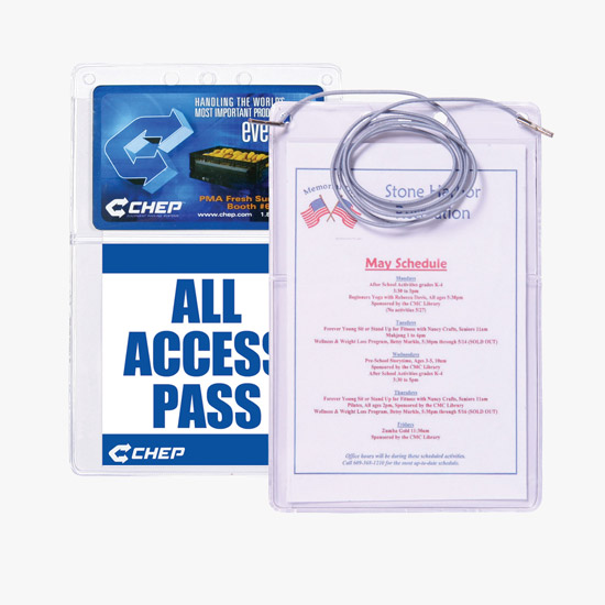 All-Purpose Vinyl Badge Holder - Dual Pocket - Neck Cord Attachment