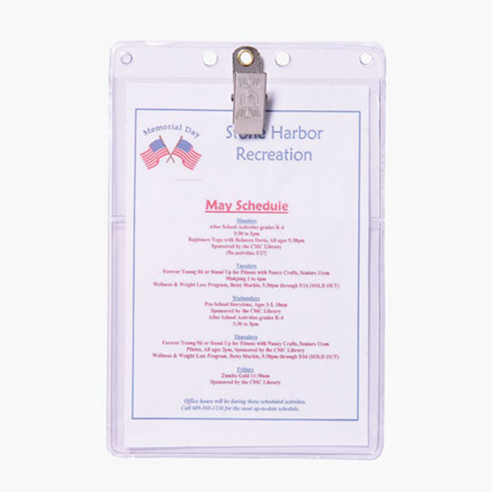 All-Purpose Vinyl Badge Holder - Dual Pocket - Clip Attachment